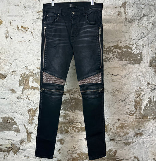Amiri MX2 Brown Paisley Black Denim Jeans Sz 31