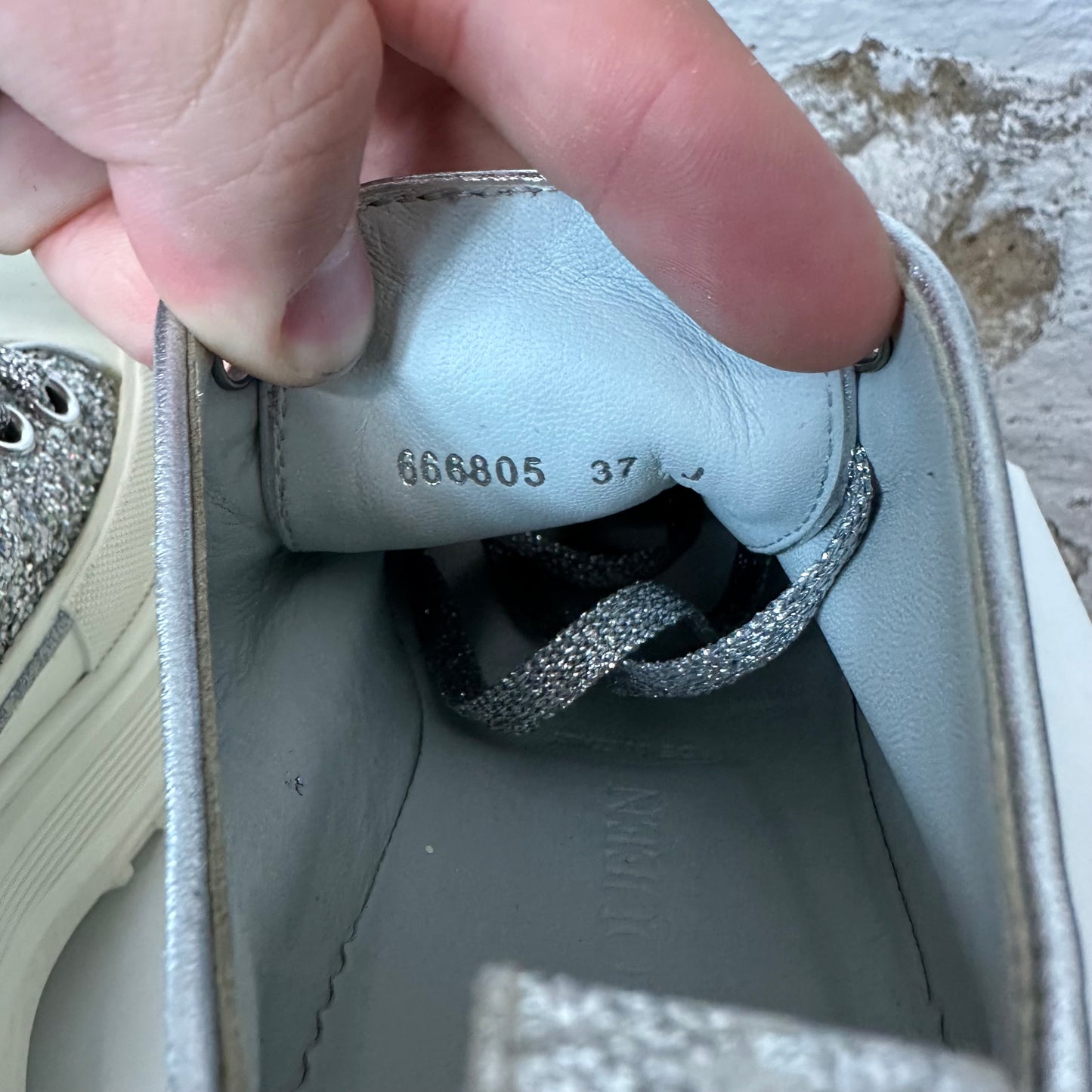 Alexander Mcqueen Low Glitter White Tread Boot Sz 5 (37) No Box