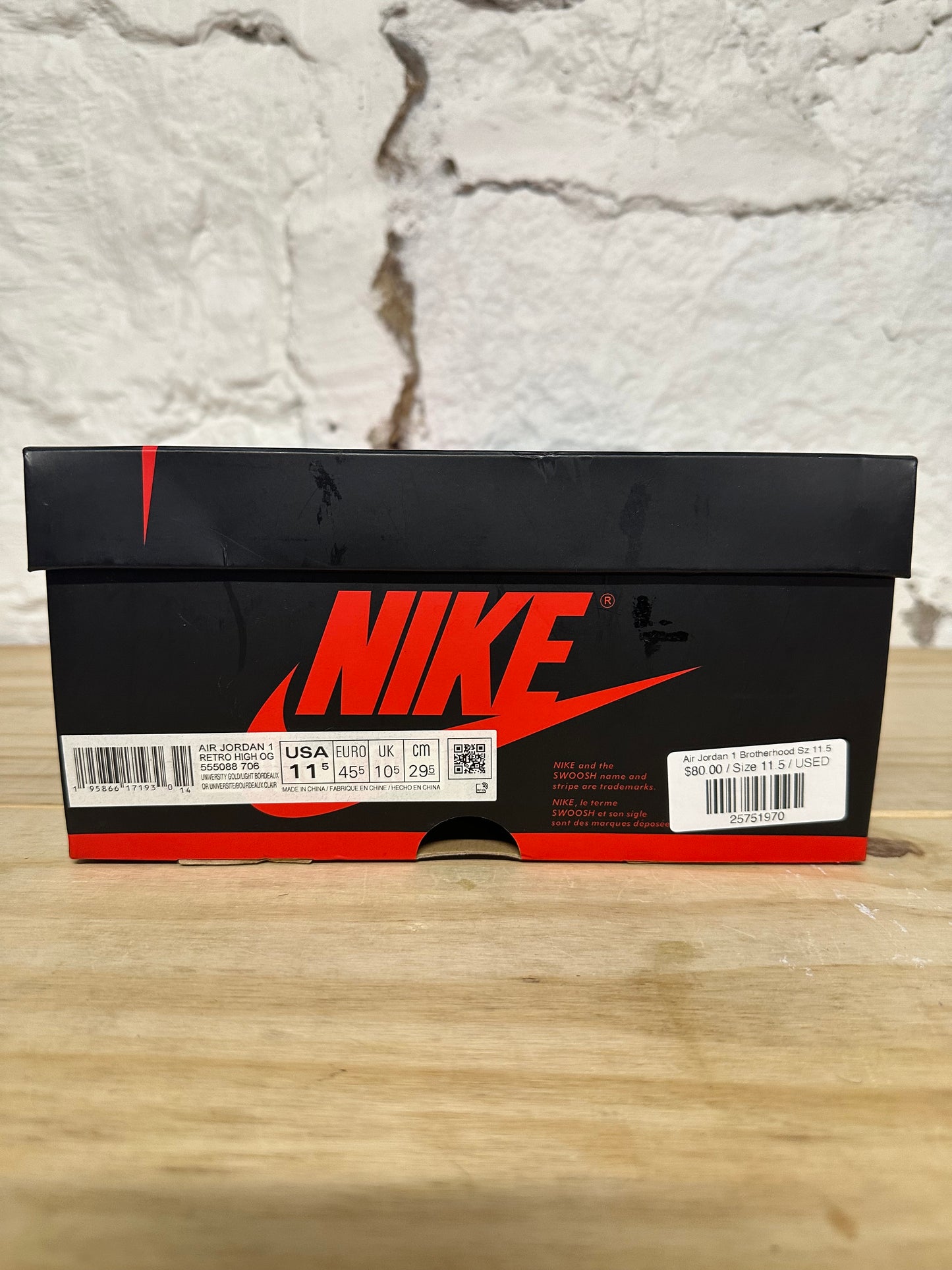 Air Jordan 1 High Brotherhood Sz 11.5