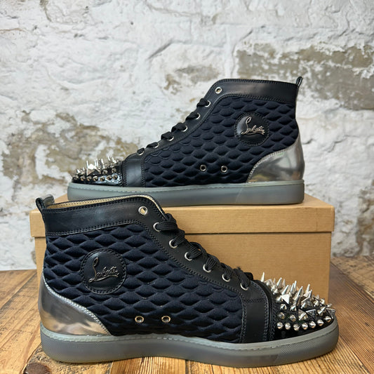 Christian Louboutin High Gem Cheetah Print Black Grey Spike Sneaker Sz 12.5 (45.5)