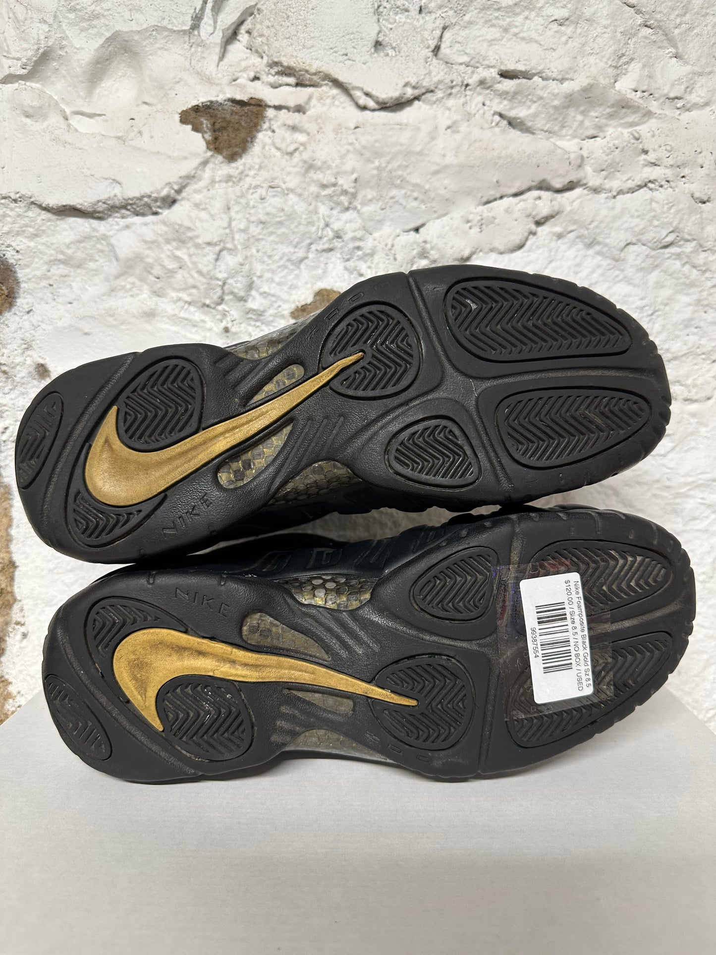 Nike Air Foamposite Pro Black Metallic Gold Sz 8.5