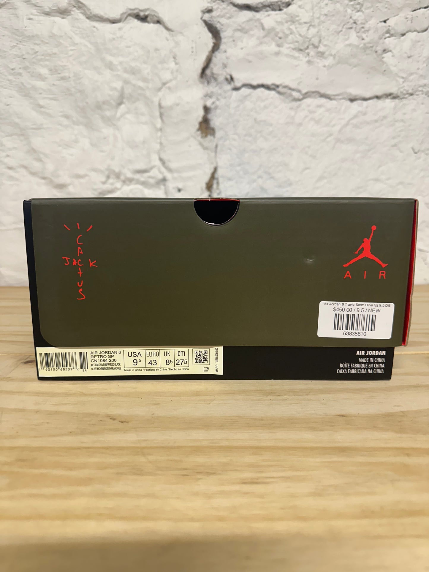 Air Jordan 6 Travis Scott Olive Sz 9.5 DS