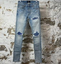 Amiri MX1 Blue Suede Blue Denim Jeans Sz 28