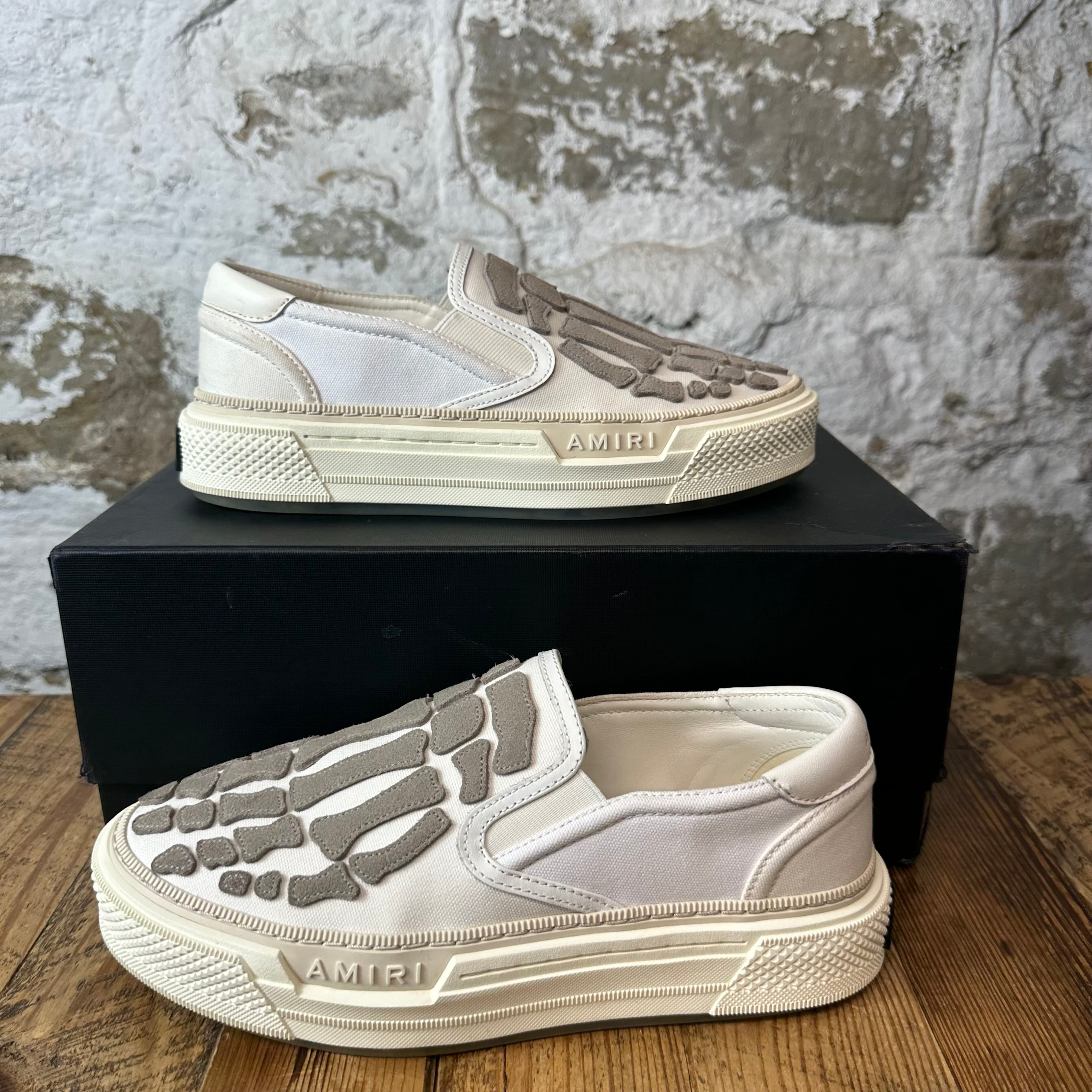 Amiri Beige Skeleton White Slip On Sneaker Sz 8 (41)