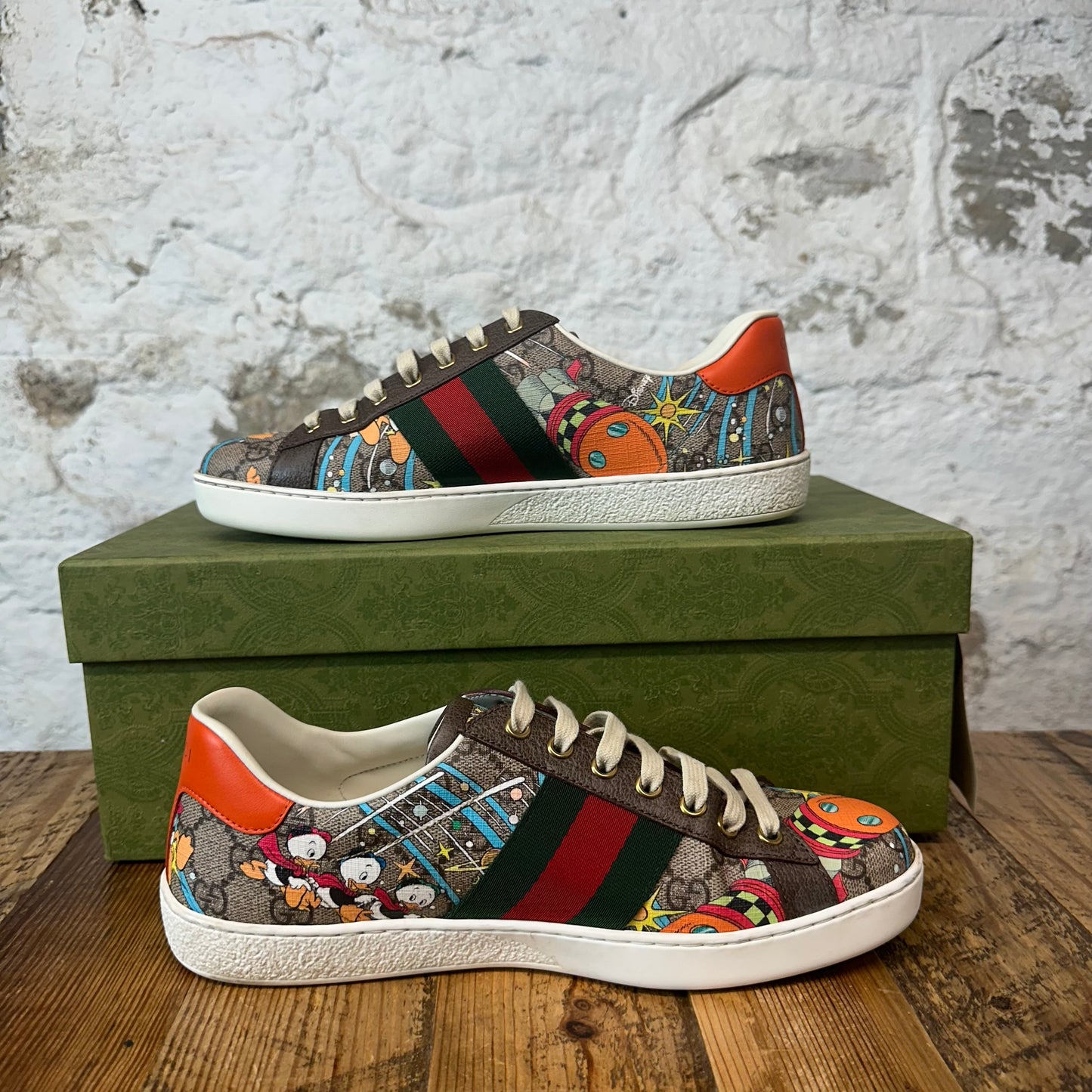 Gucci Donald Duck Monogram Ace Sneaker Sz 6.5