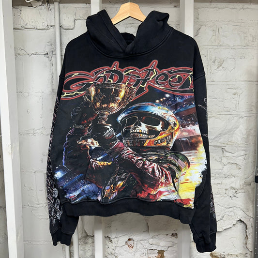 Godspeed Podium Dreams Faded Black Hoodie Sz XS