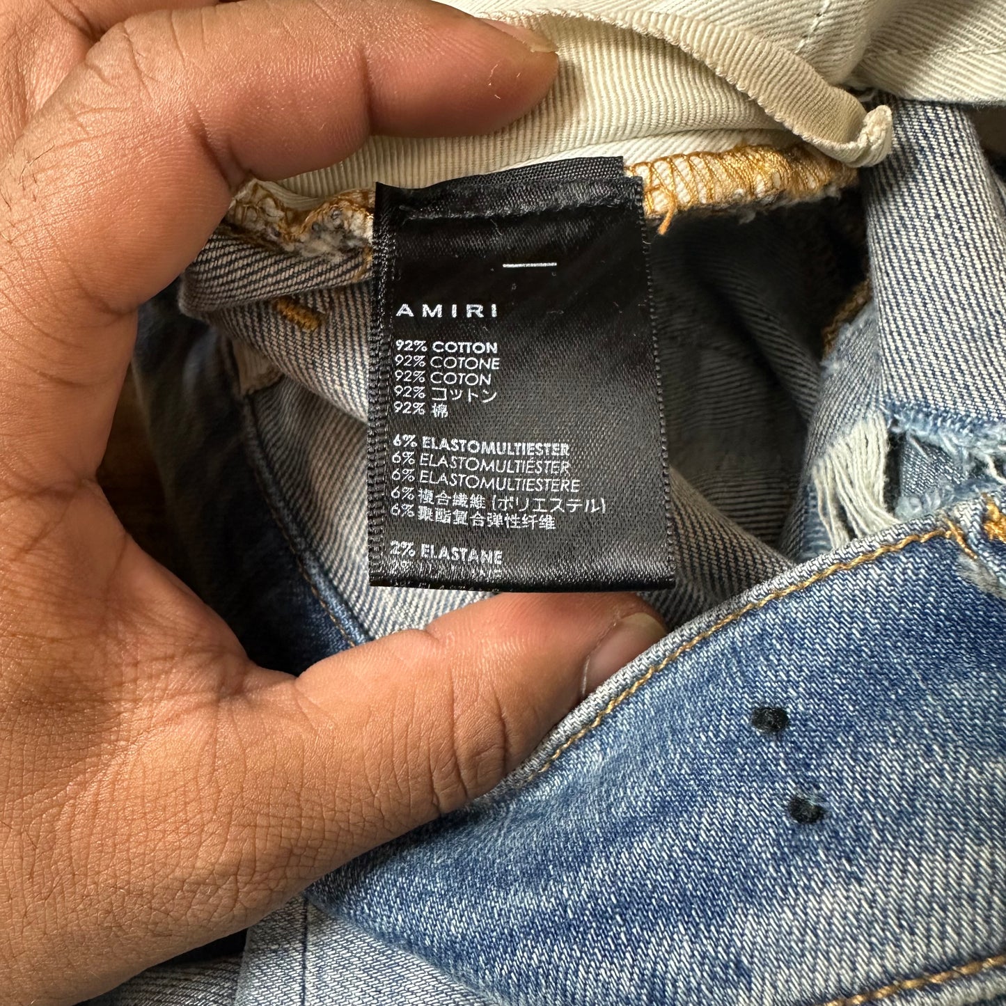 Amiri Distressed Plain Blue Denim Jeans Sz 32