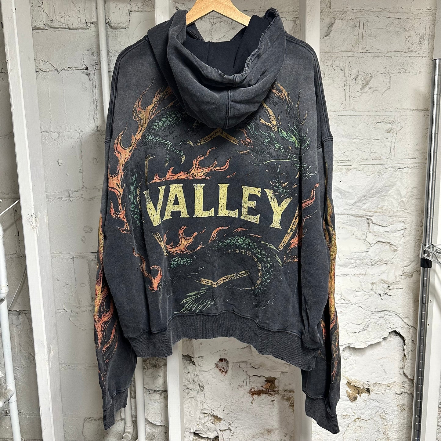 Vale Flame Snake Grey Hoodie Sz XXL DS