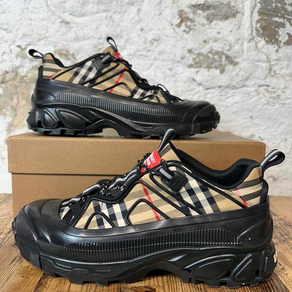 Burberry Arthur Tan Plaid Black Sneaker Sz 10 (43)
