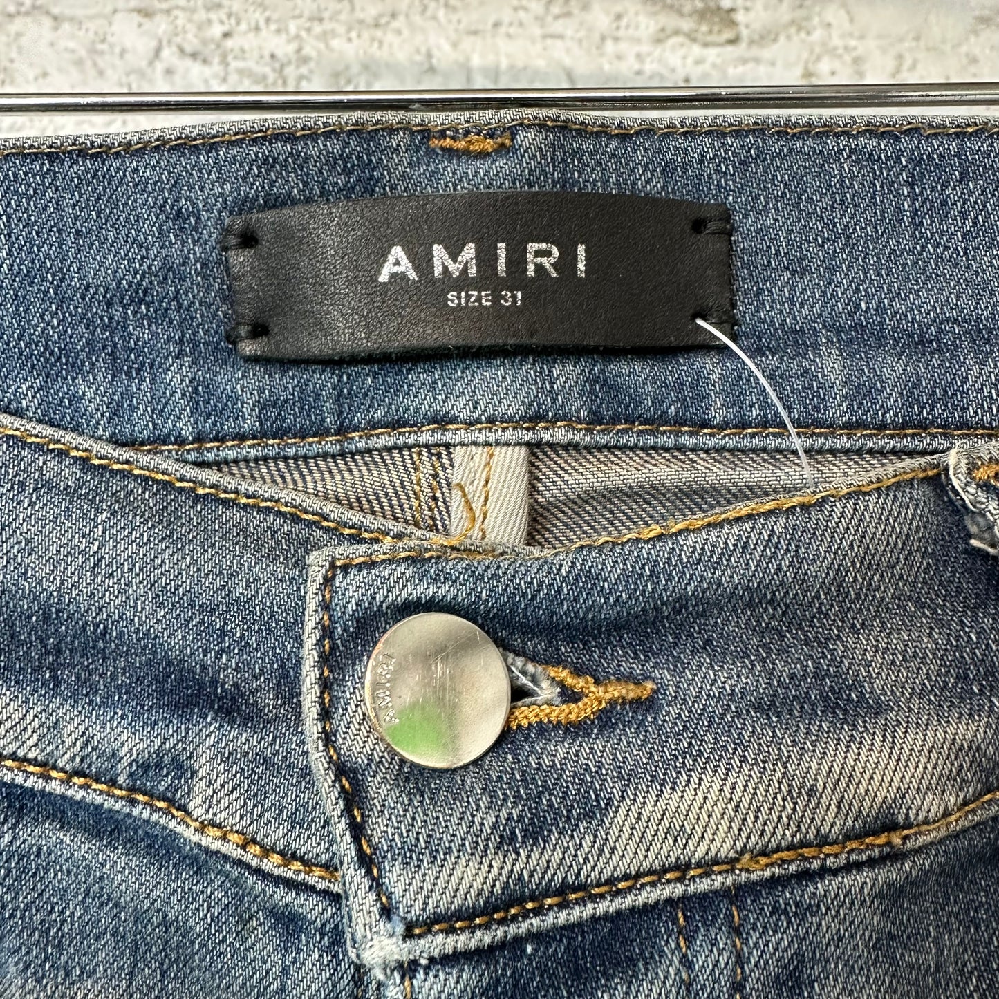 Amiri MX1 Plaid Dirty Blue Denim Jeans Sz 31