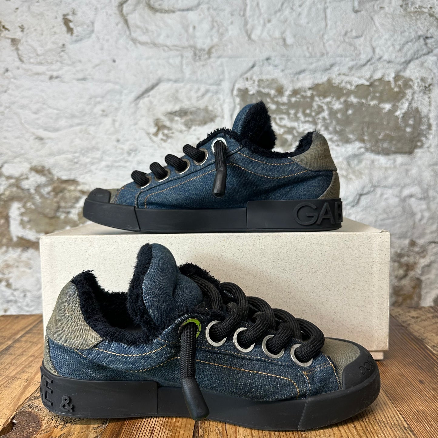 Dolce Gabbana Patchwork Denim Portofino Sneaker Sz 10 (43)