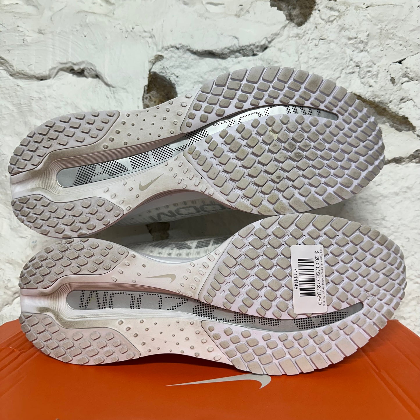 Nike Pegasus Premium White Metallic Silver Sz 12