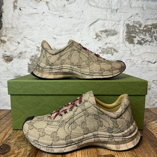 Gucci Run Beige Ebony Monogram Sneaker Sz 9.5