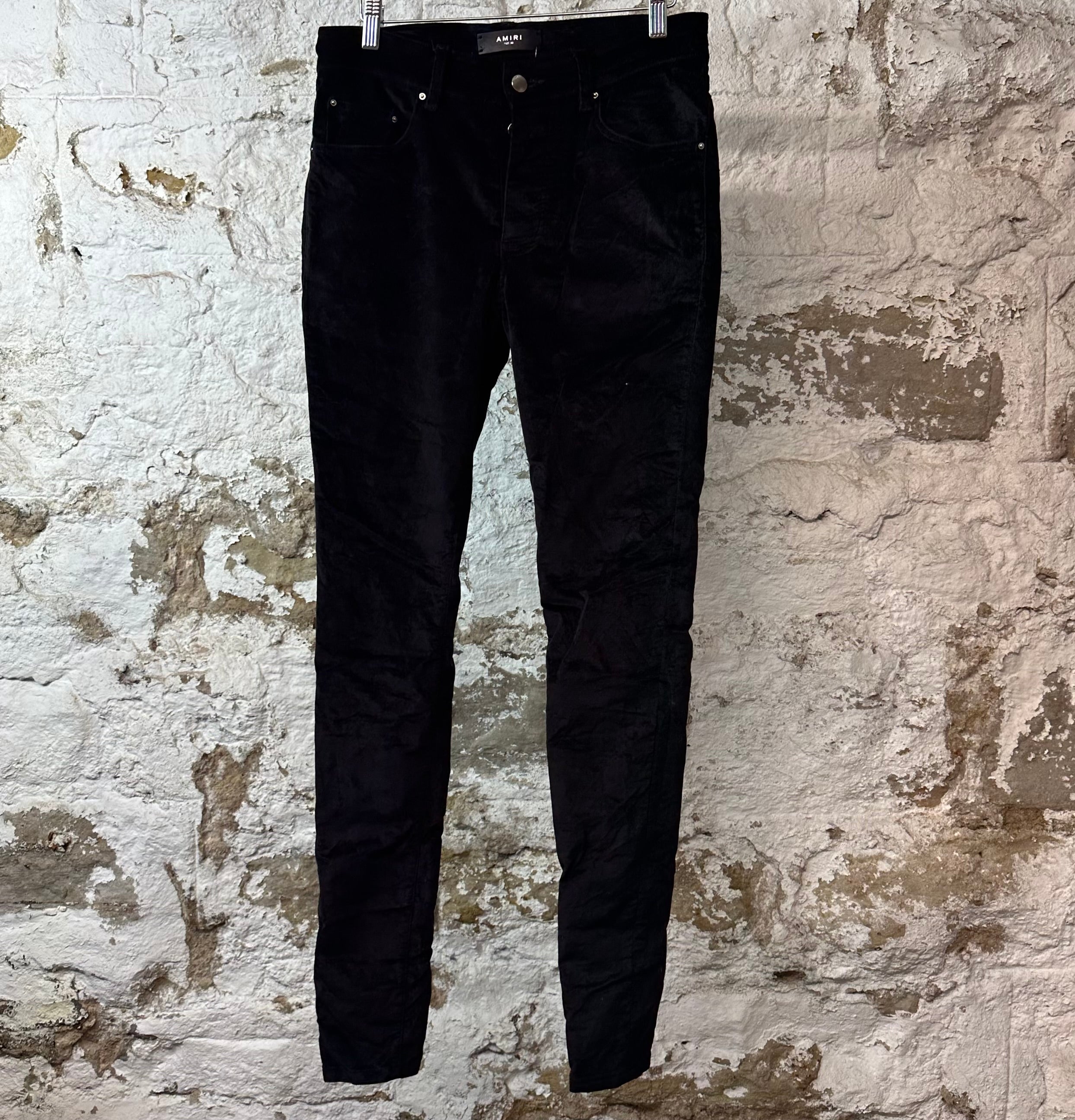 Amiri Plain Black Velour Jeans Sz 30