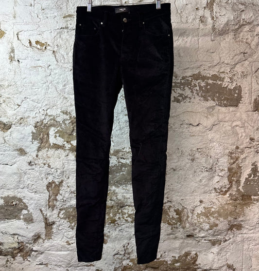 Amiri Plain Black Velour Jeans Sz 30