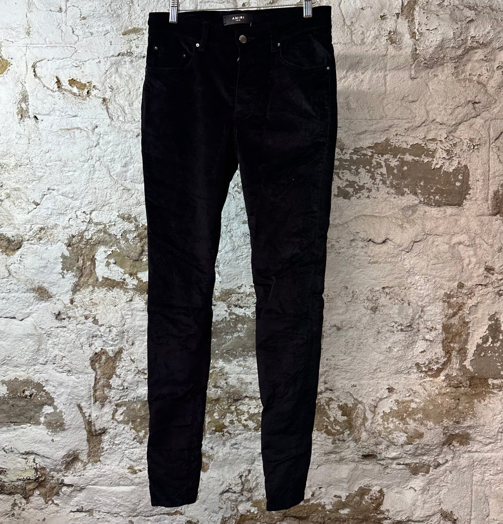 Amiri Plain Black Velour Jeans Sz 30