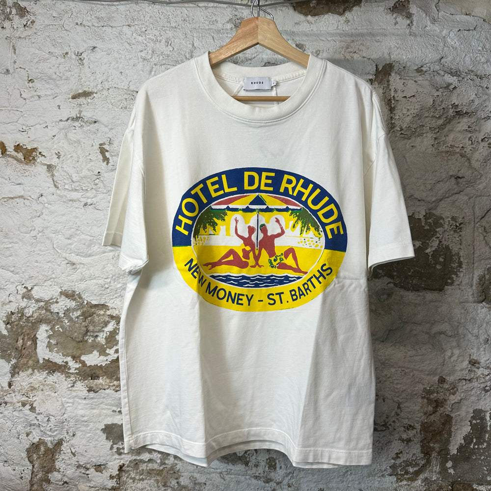 Rhude New Money Hotel White T-Shirt Sz S