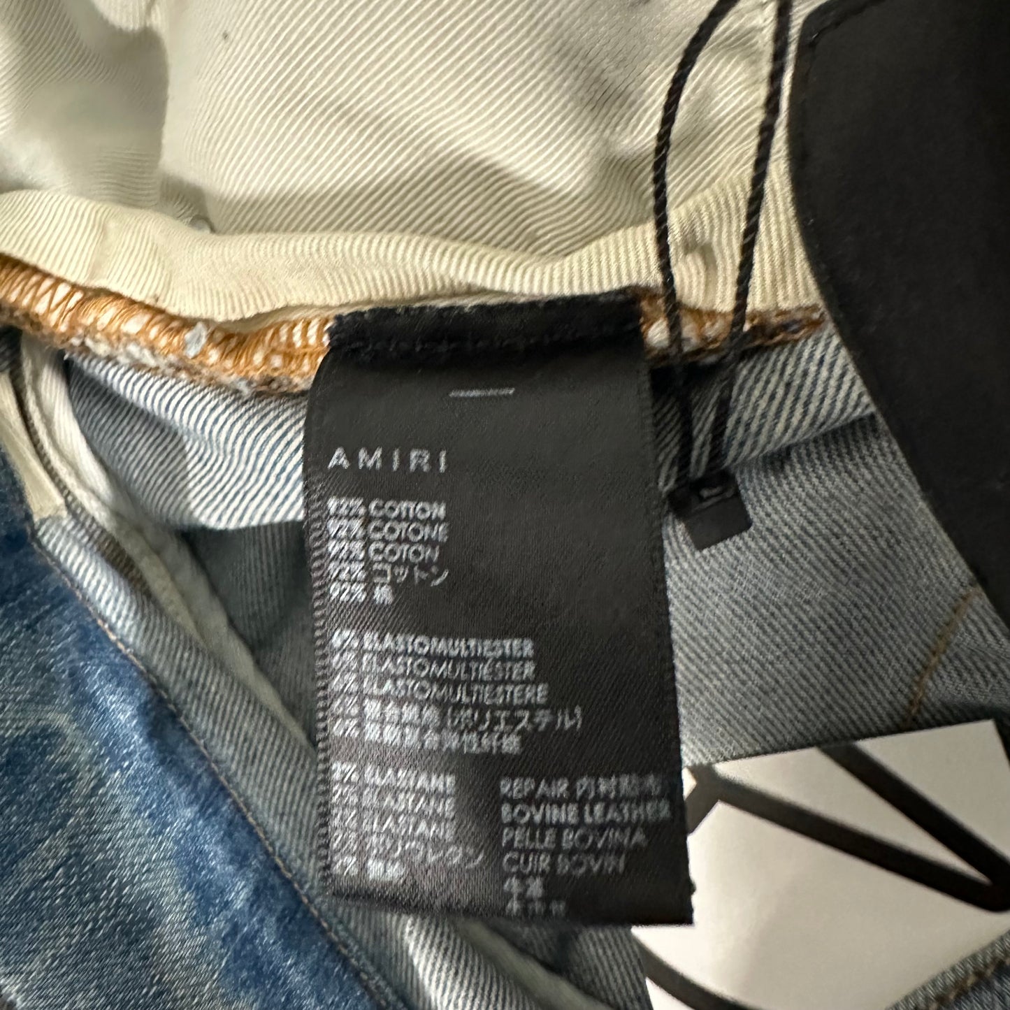 Amiri MX1 Cracked Orange Blue Denim Jeans Sz 34
