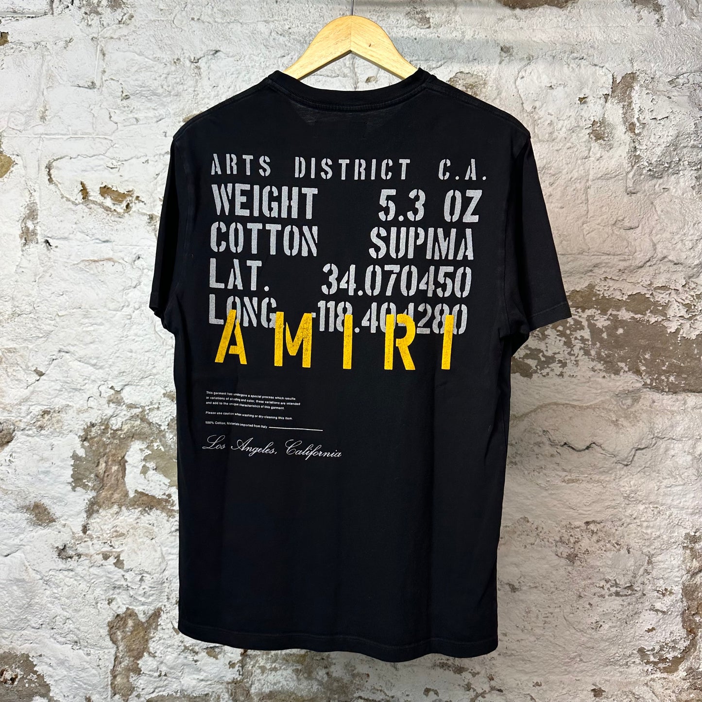 Amiri Yellow AM T-shirt Black Sz S