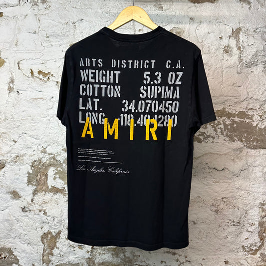 Amiri Yellow AM T-shirt Black Sz S