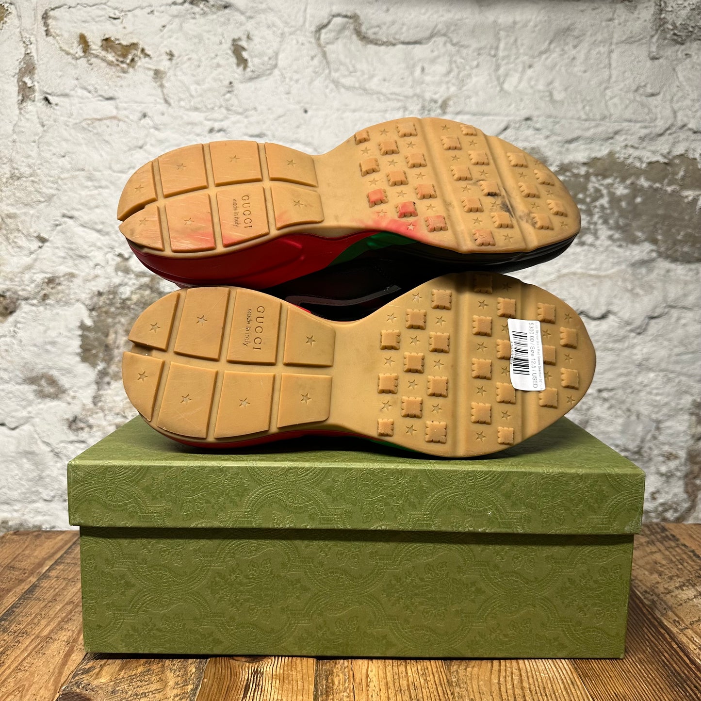 Gucci Rhyton Black Red Green Sneaker Sz 12.5