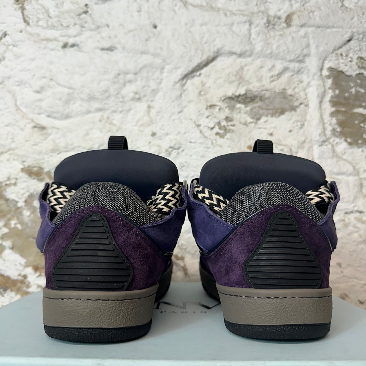 Lanvin Curb Striped Lace Purple Sneaker
