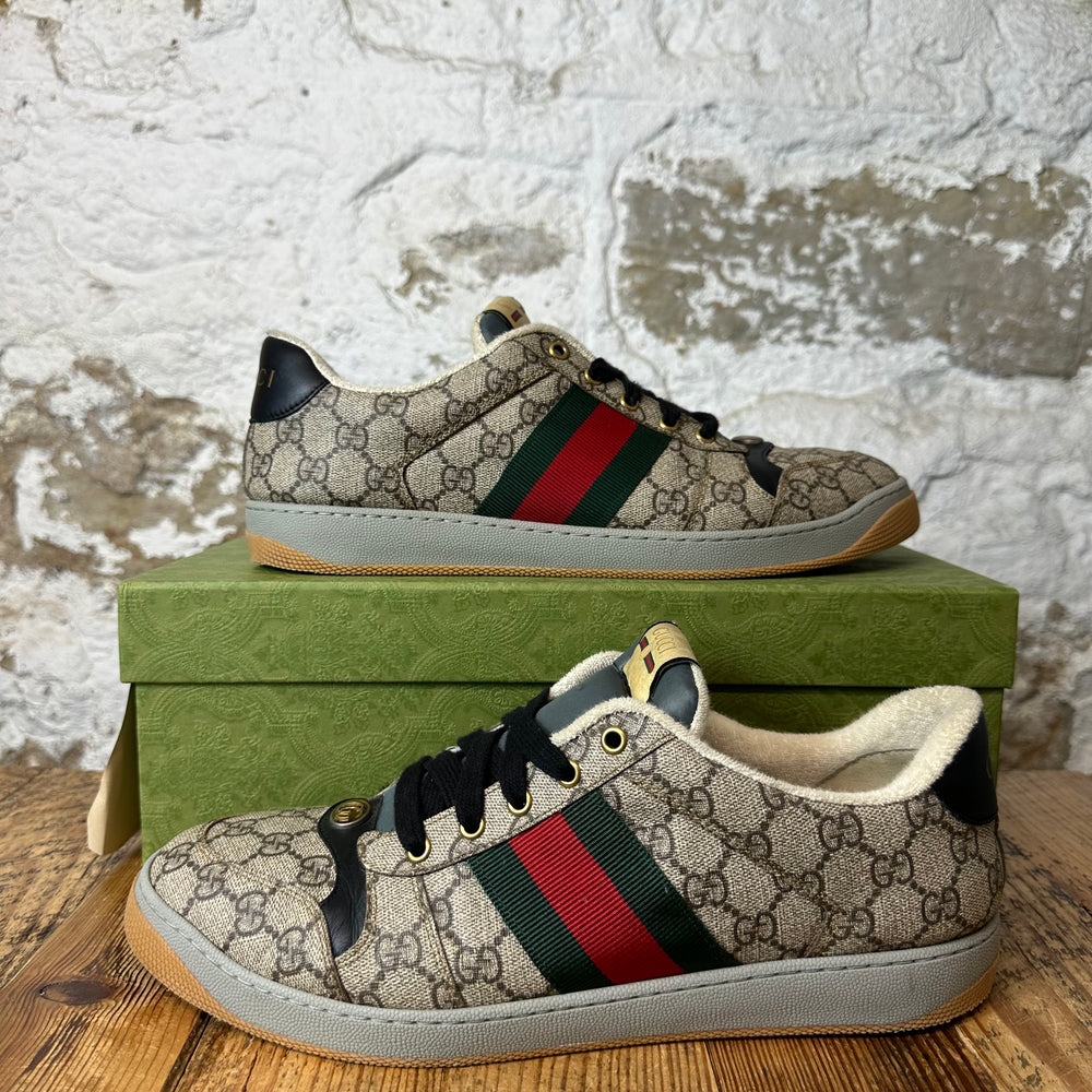 Gucci Beige Ebony GG Monogram Screener Sneaker Sz 11