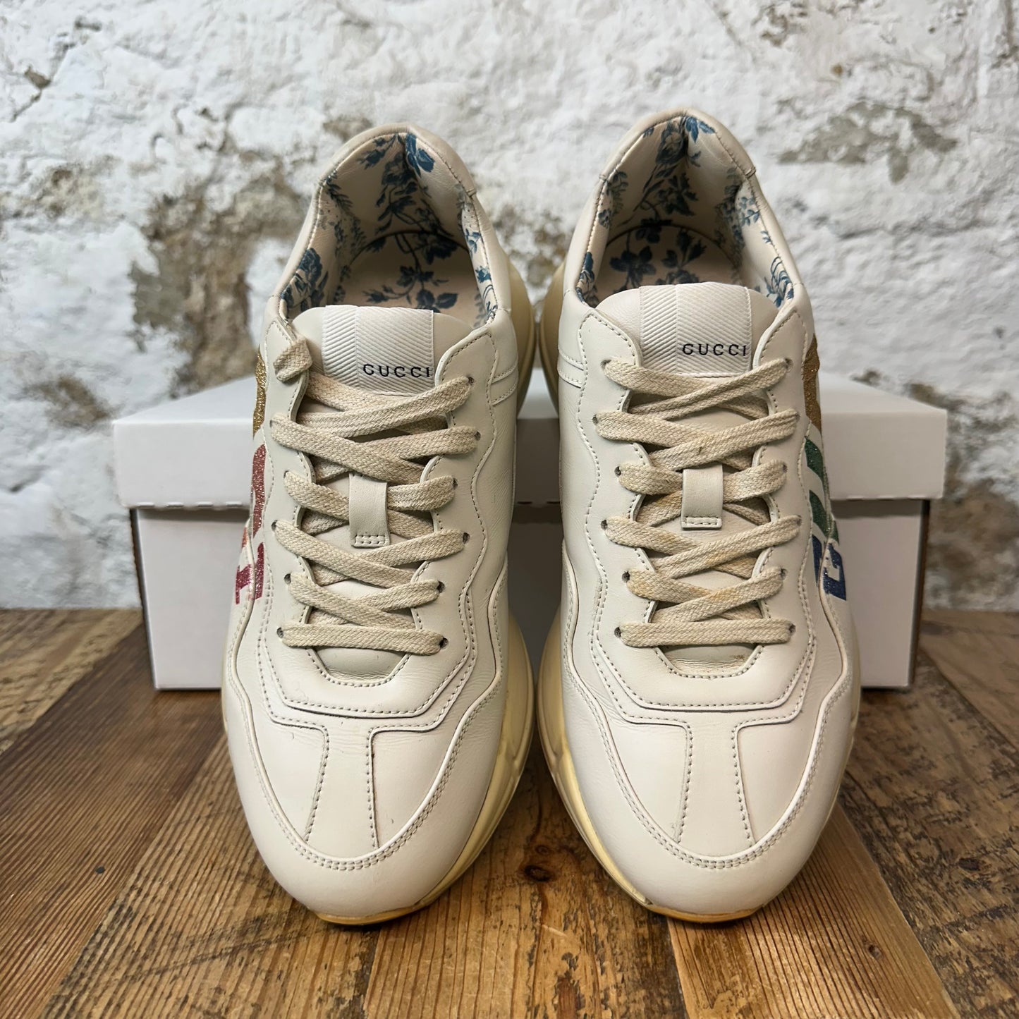 Gucci Rython Rainbow Glitter Cream Sneaker Sz 6 (38.5) No Box