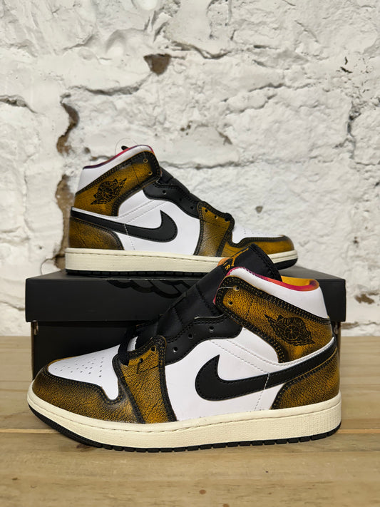 Air Jordan 1 Mid Orange Tear Away Sz 7 DS