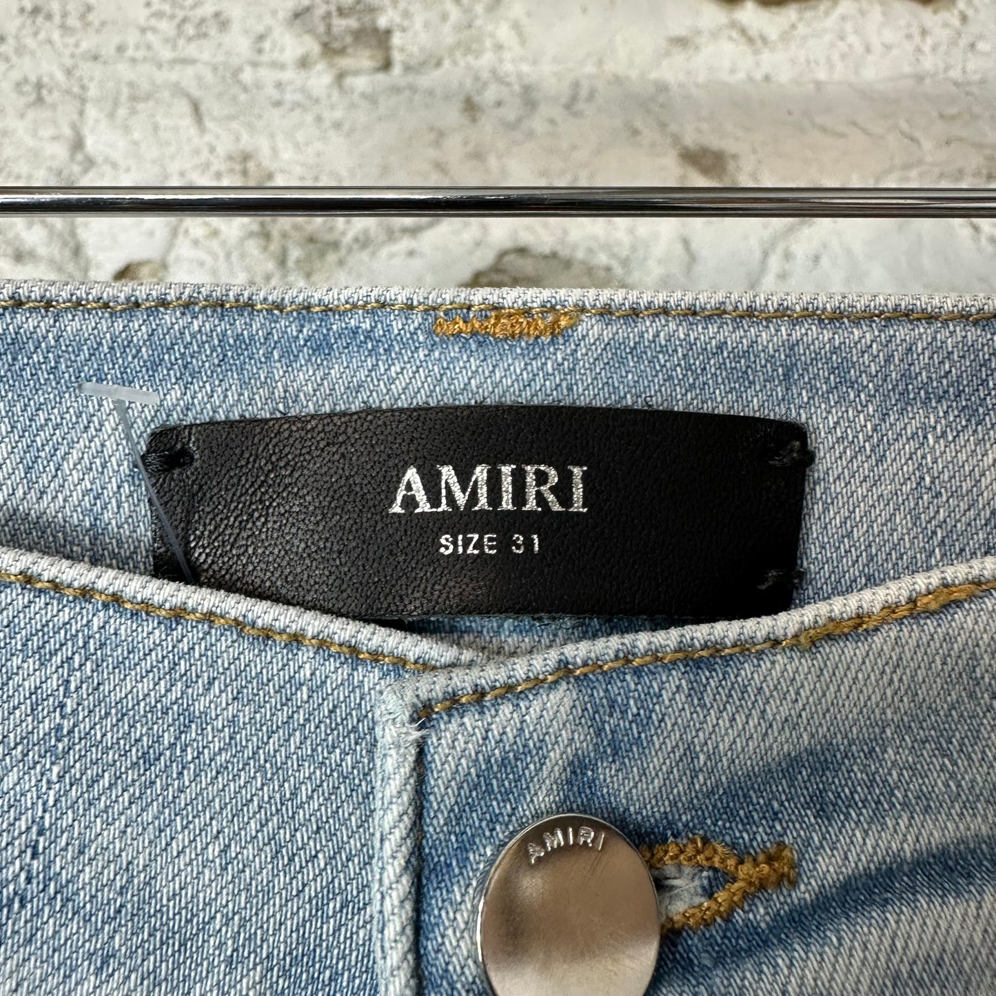 Amiri MX1 Pink Paisley Blue Denim Jeans Sz 31