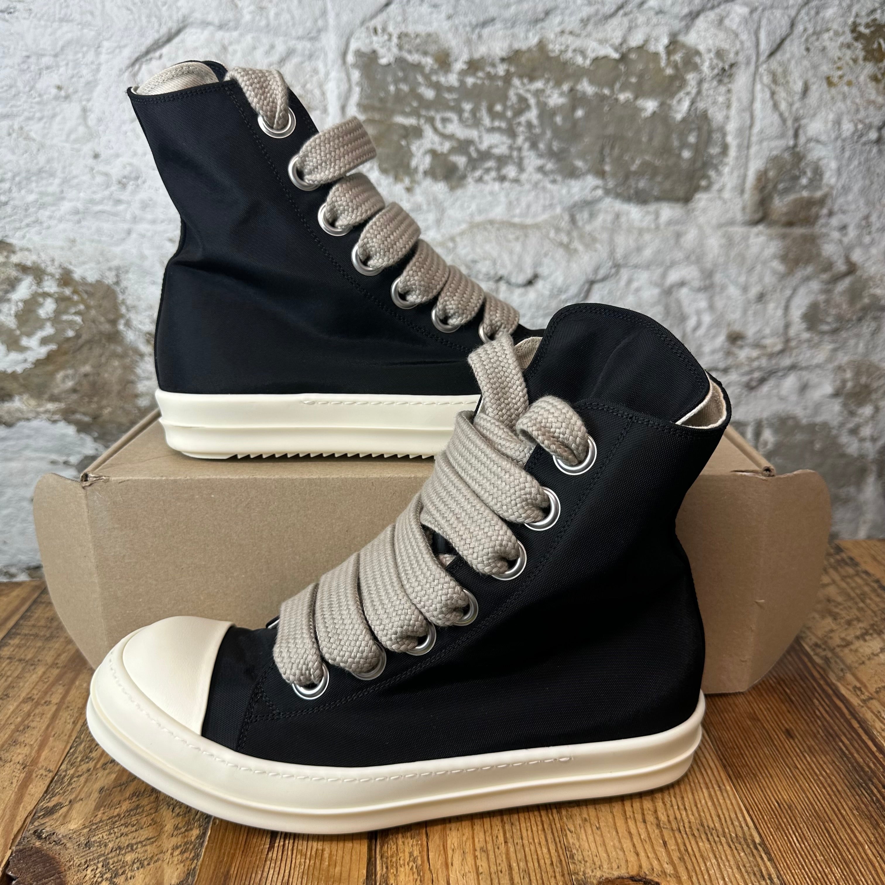 Rick Owens High Jumbo Lace Black Milk Sneaker Sz 10 (43)