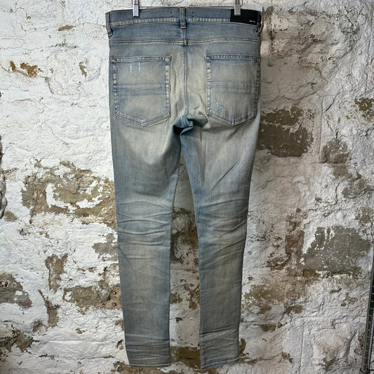 Amiri MX1 Blue Suede Blue Denim Jeans Sz 34