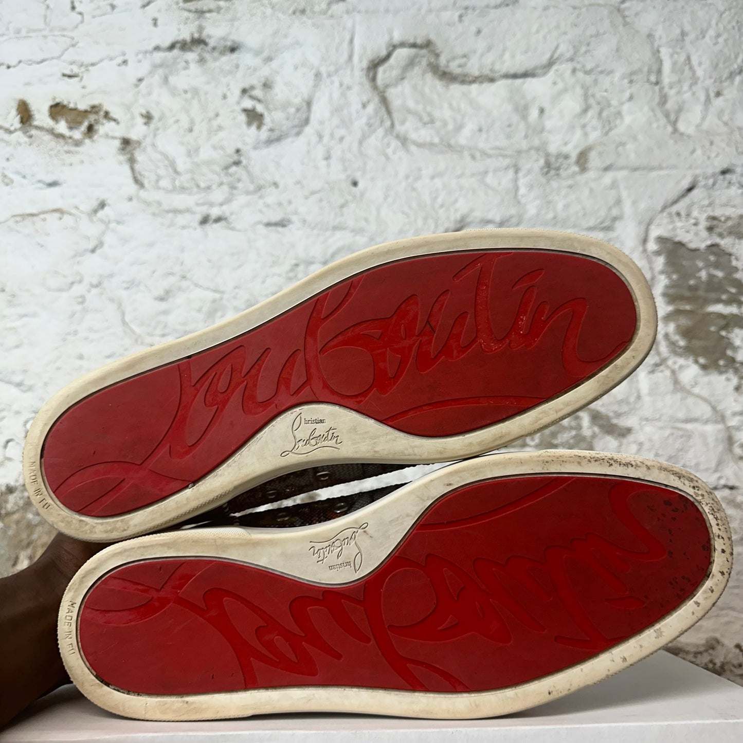 Christian Louboutin High Silver Sequen Miulticolor Sneaker Sz 11 (44)