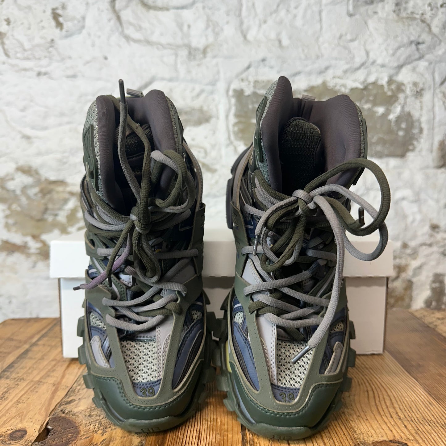 Balenciaga High Green Navy Track Runner Sneaker Sz 6.5 (39)