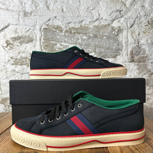 Gucci Tennis 1977 Black Canvas Stripe Sneaker Sz 9.5