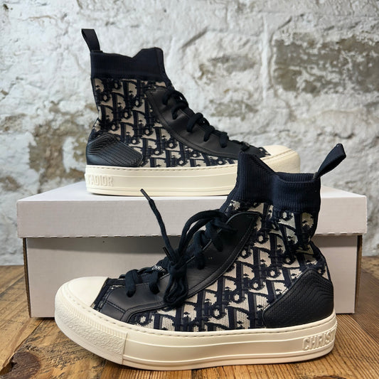 Dior High Walk n Dior Black Oblique White Sneaker Sz 5.5 (37.5)