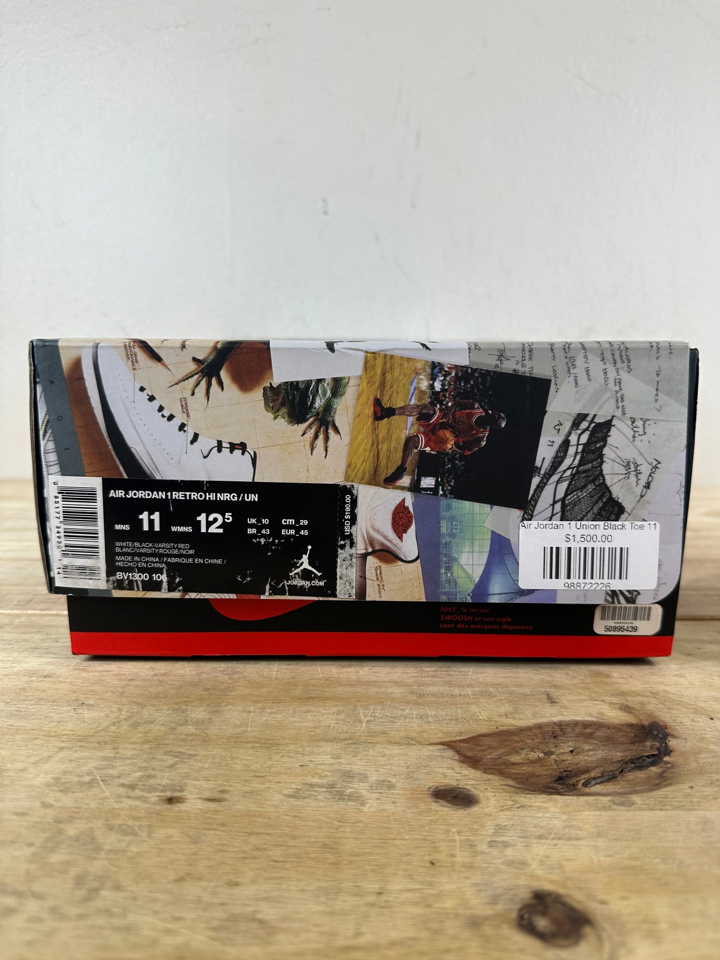 Air Jordan 1 High Union Los Angeles Black Toe Sz 11