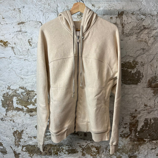 Rick Owens Hollywood Panelled Zip Up Hoodie Cream Sz M