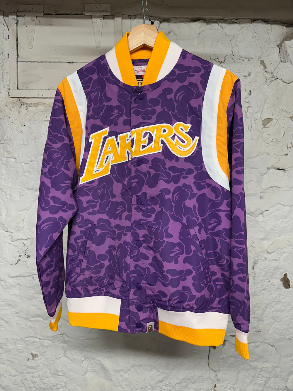 Bape Lakers Mitchell Ness Warm Up Jacket Sz S DS