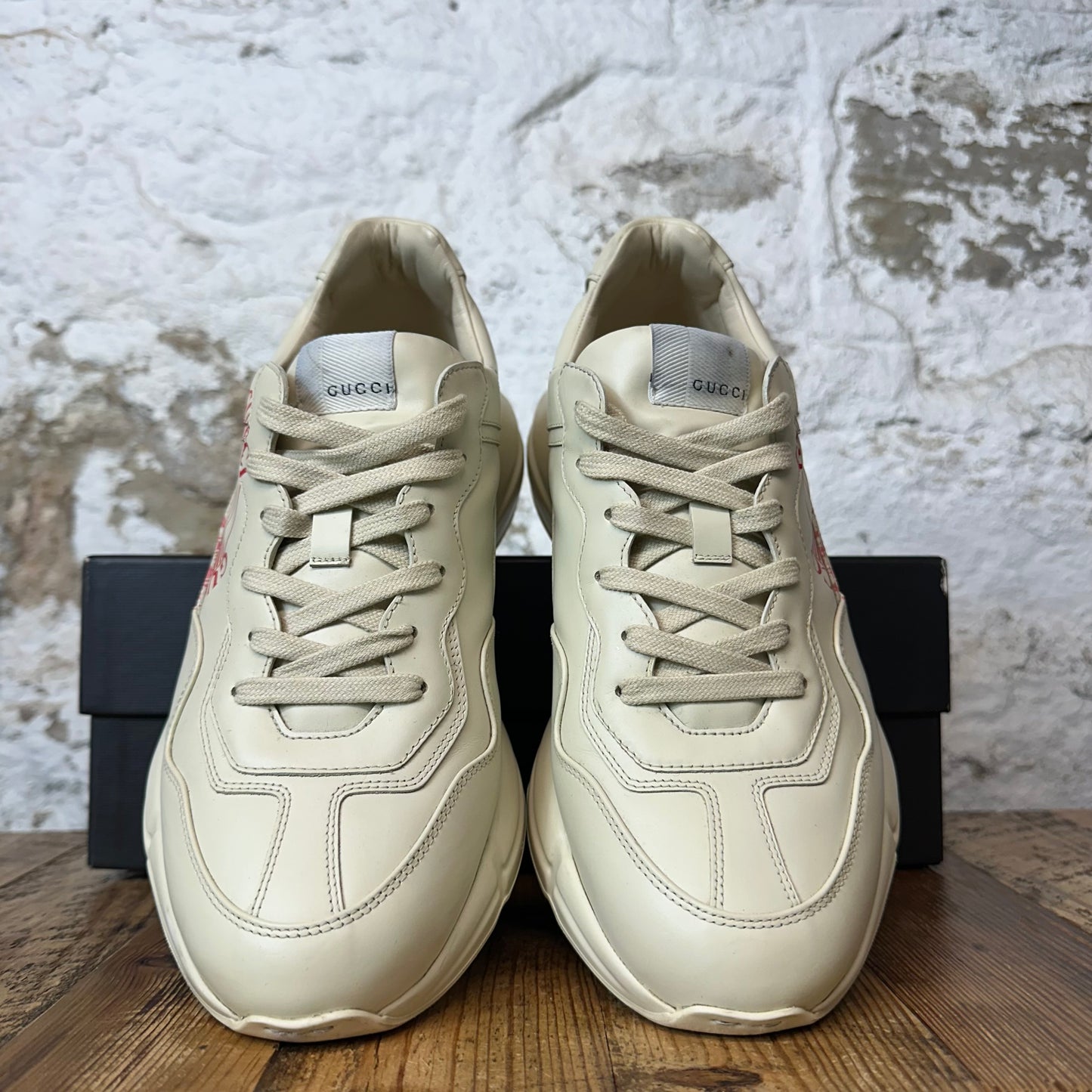 Gucci Rhyton Red Logo Cream Sneaker Sz 9