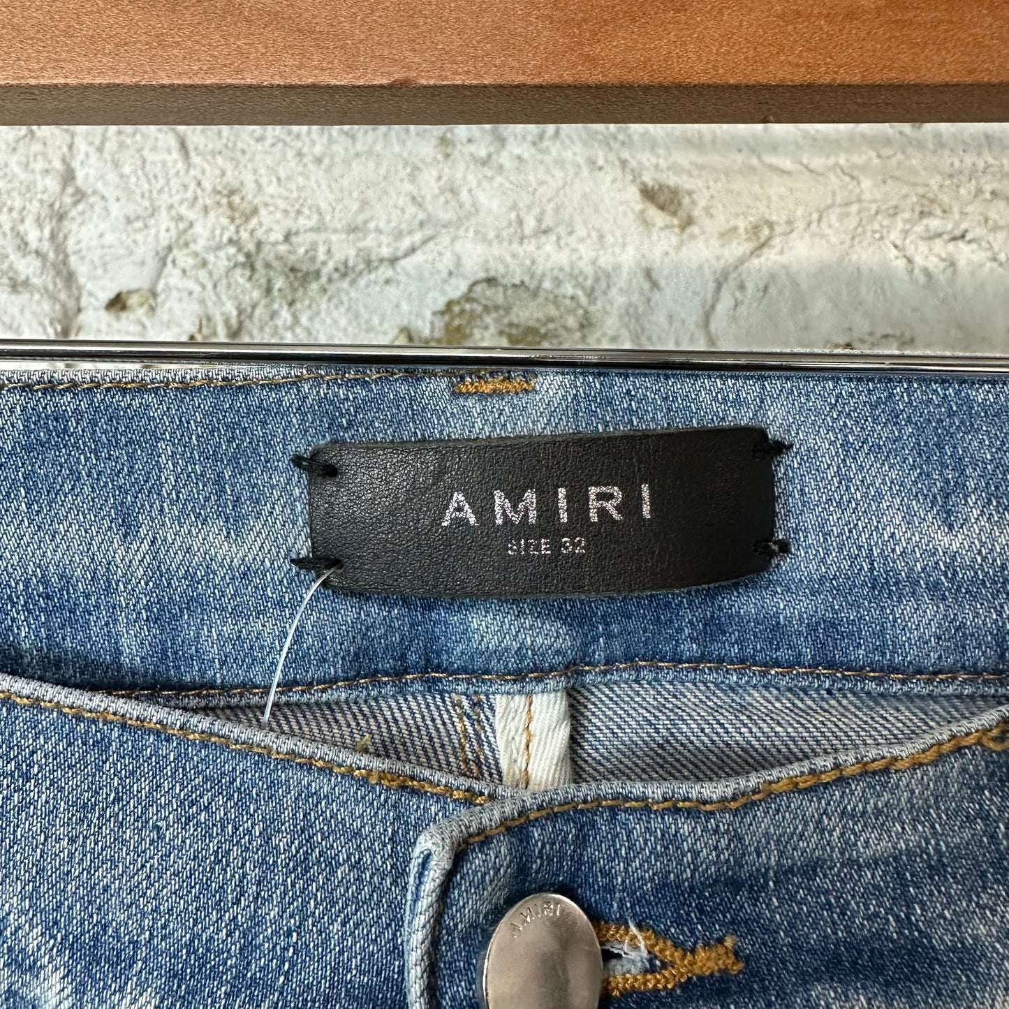 Amiri MX1 Plaid Flannel Blue Denim Jeans Sz 32