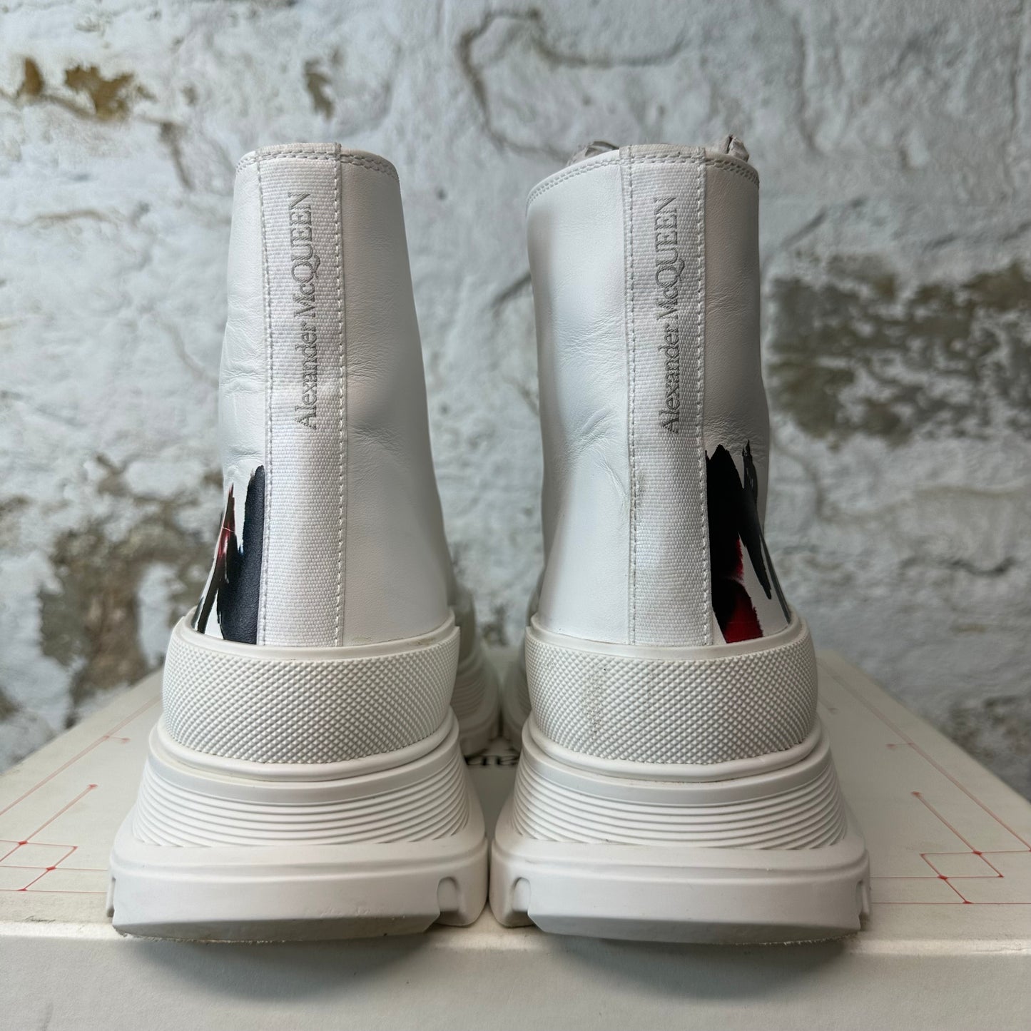 Alexander McQueen High Grafitti Spell White Tread Boot Sz 11 (44)