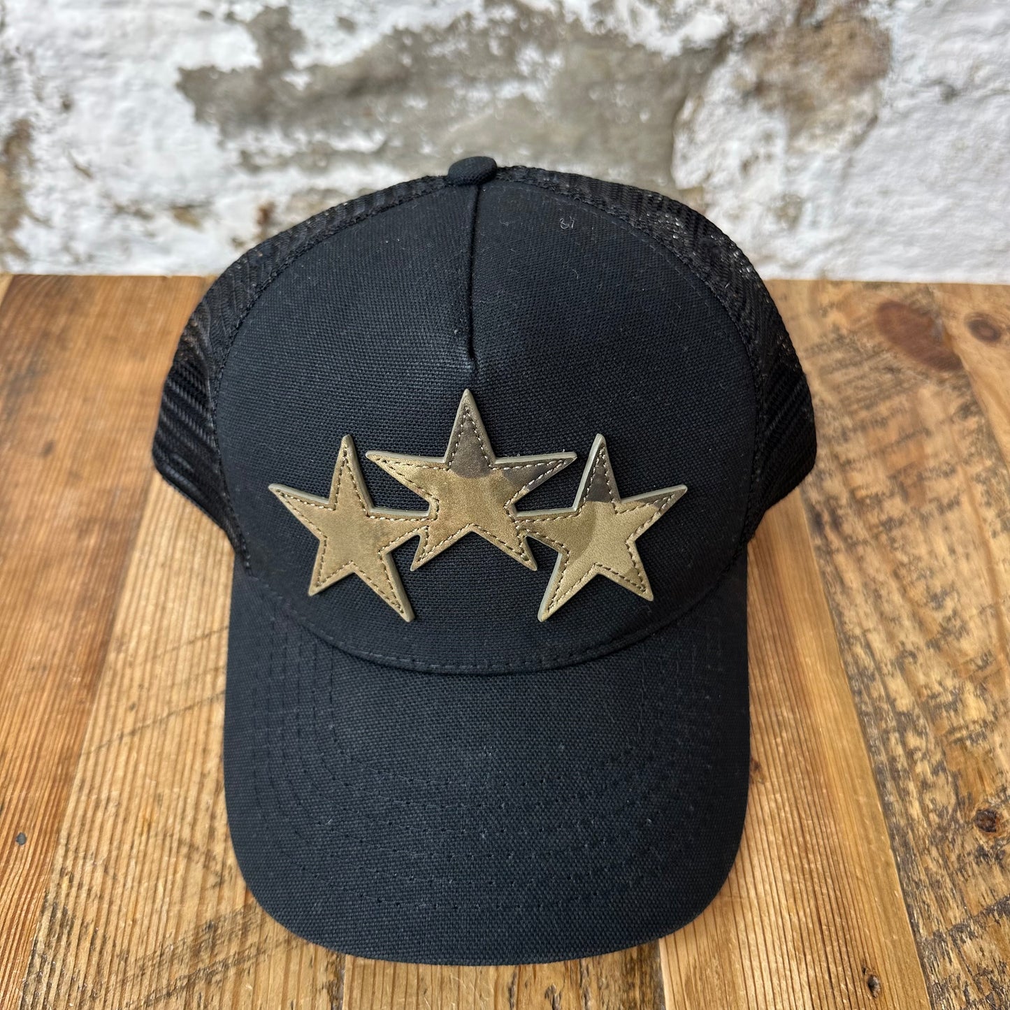 Amiri Green Camo Star Black Trucker Hat