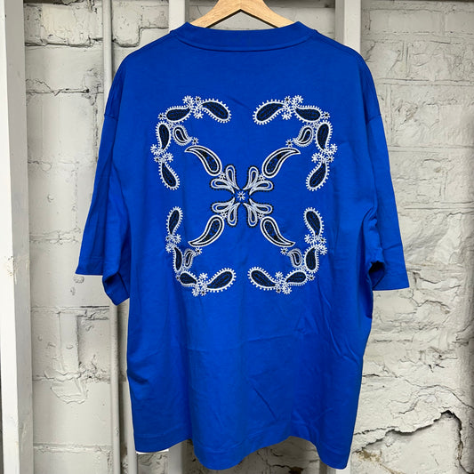 Off-White Blue Paisley Logo T-Shirt Sz XL