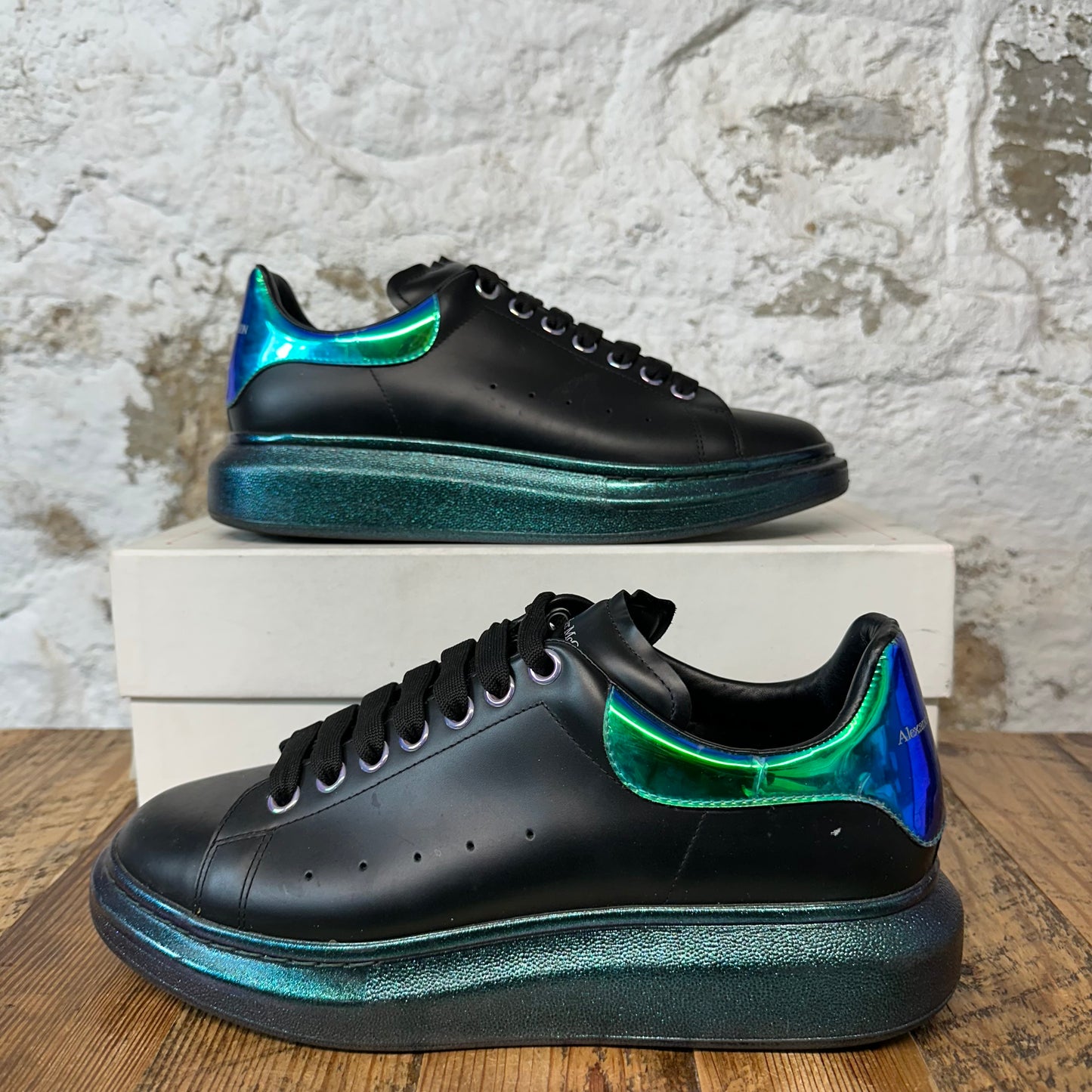 Alexander Mcqueen Iridescent Tab Black Sneaker Sz 10 (43)