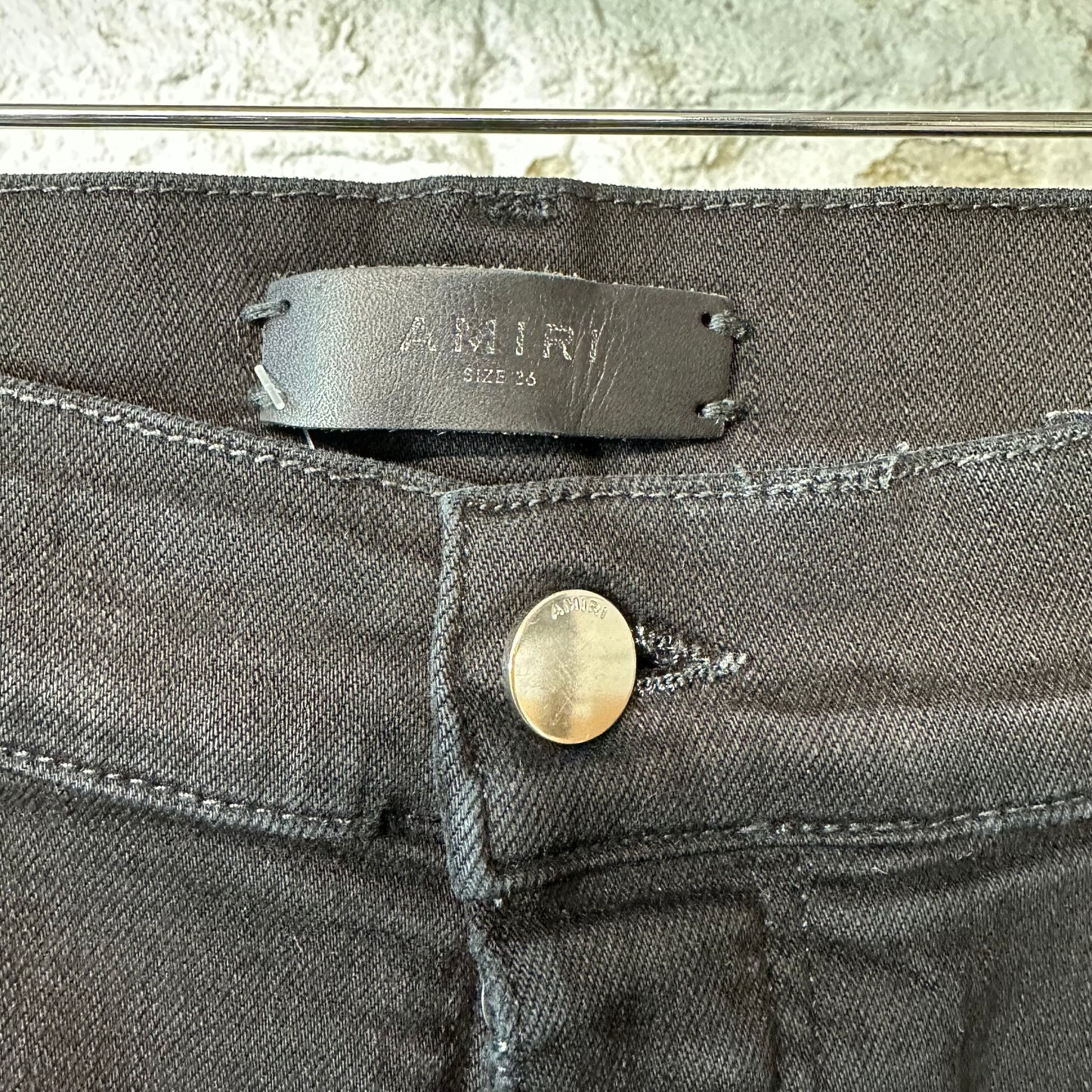 Amiri Distressed Plain Black Denim Jeans Sz 36