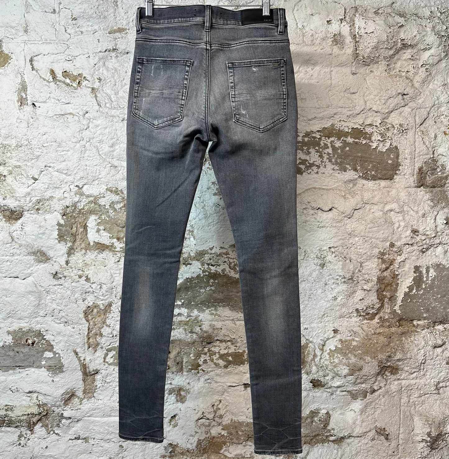 Amiri MX1 Red Leather Grey Denim Jeans Sz 29