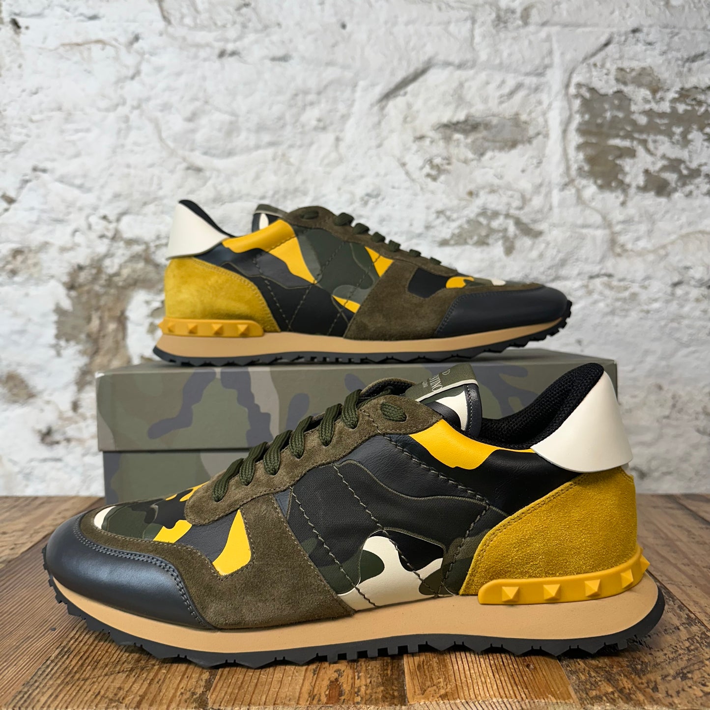 Valentino Green Camo Yellow Rock Runner Sneaker Sz 13 (46) DS