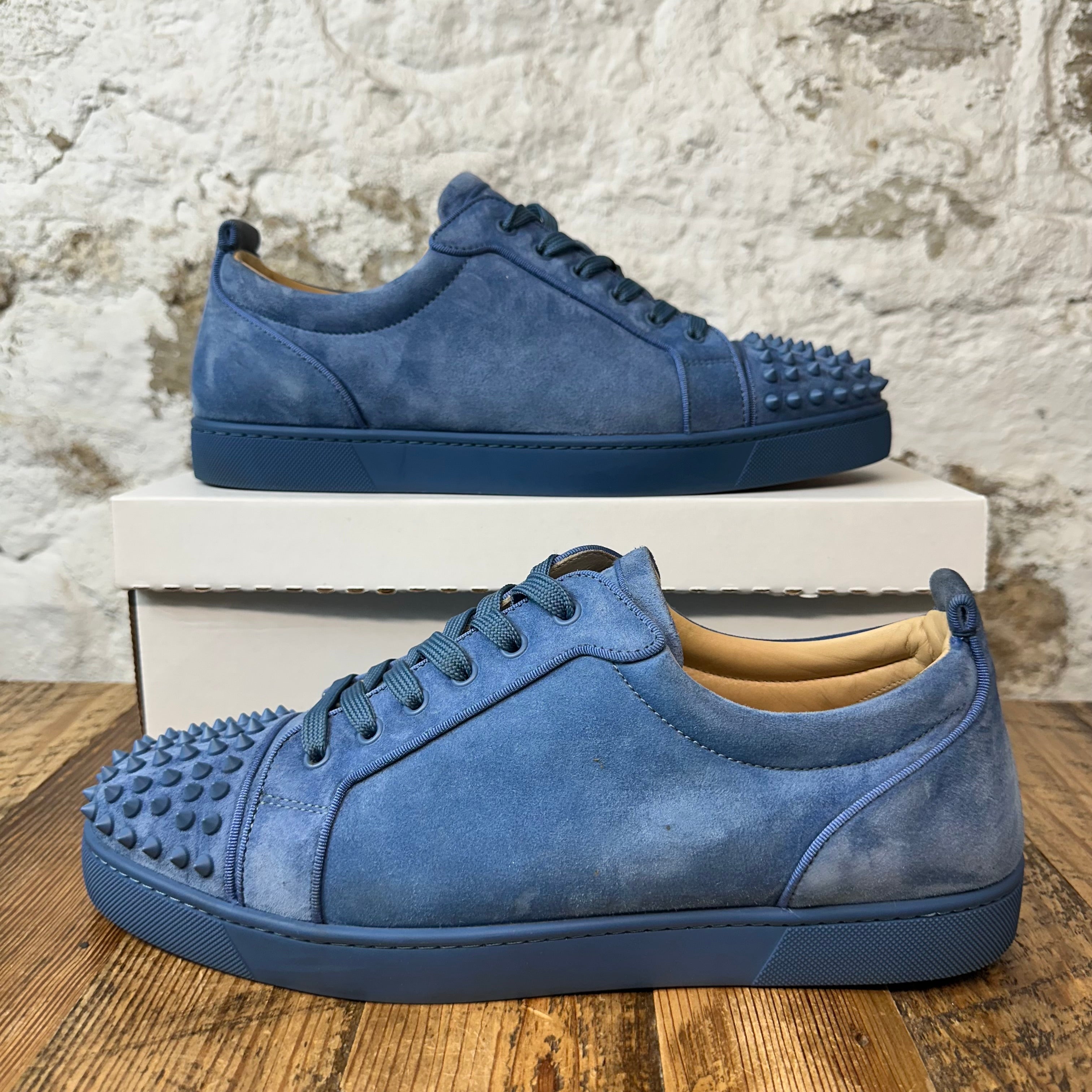 Christian Louboutin Blue Suede Spike Low Sz 12.5 (45.5) No Box