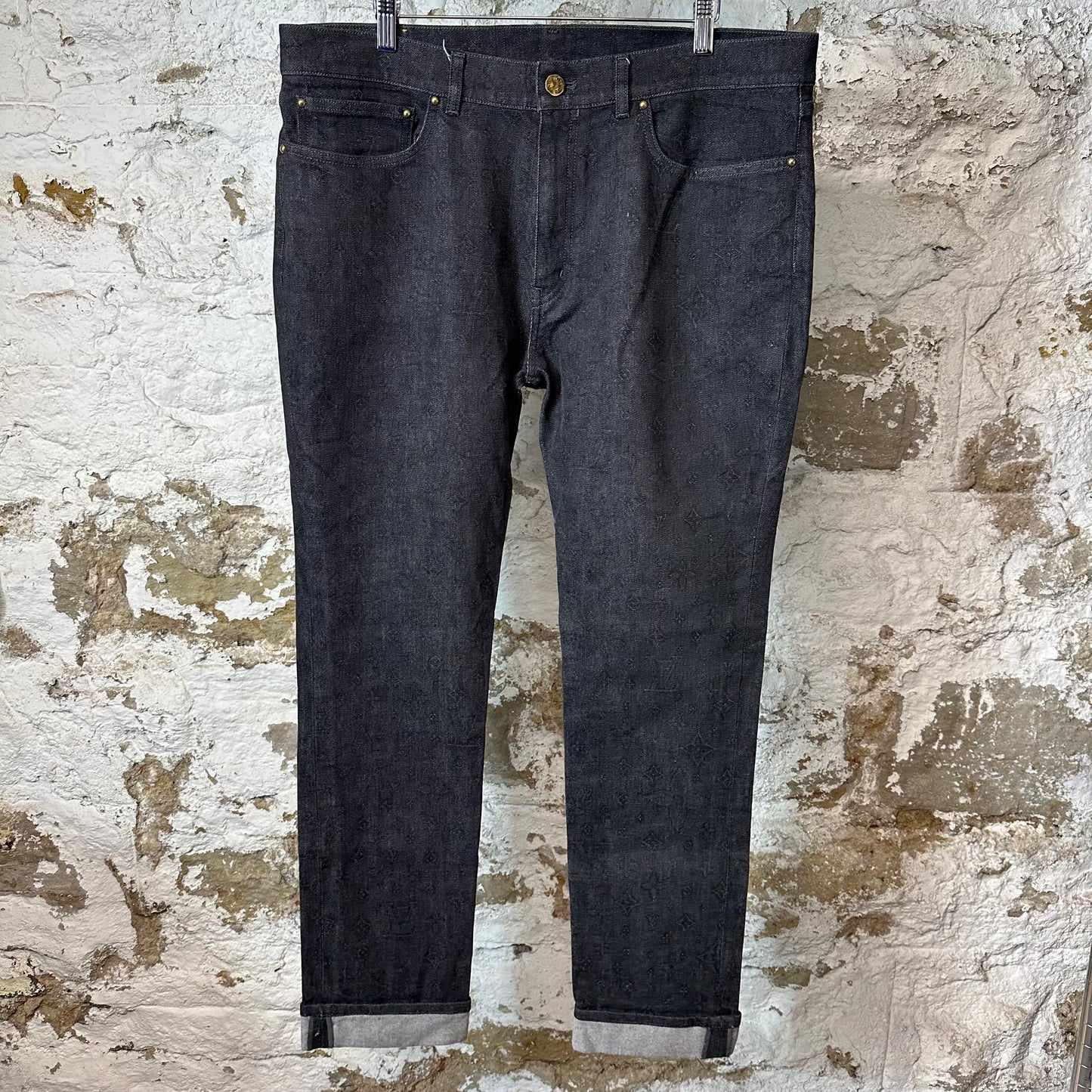 Louis Vuitton Dark Grey Monogram Denim Jeans Sz 38